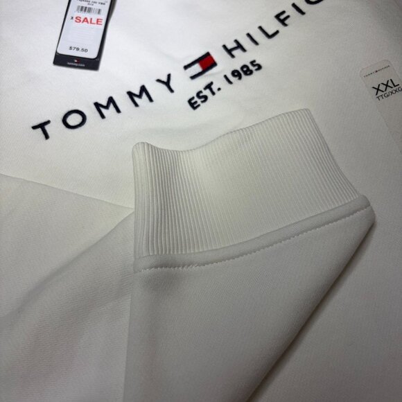 NWT Embroidered Tommy Logo Sweatshirt, Size XXL, White - Picture 4 of 9